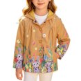 thumbnail image 2 of Nugftut Girls Jacket Hooded Print Lightweight Windproof Zip-Up Coat for Kids Size 6-7, 2 of 8