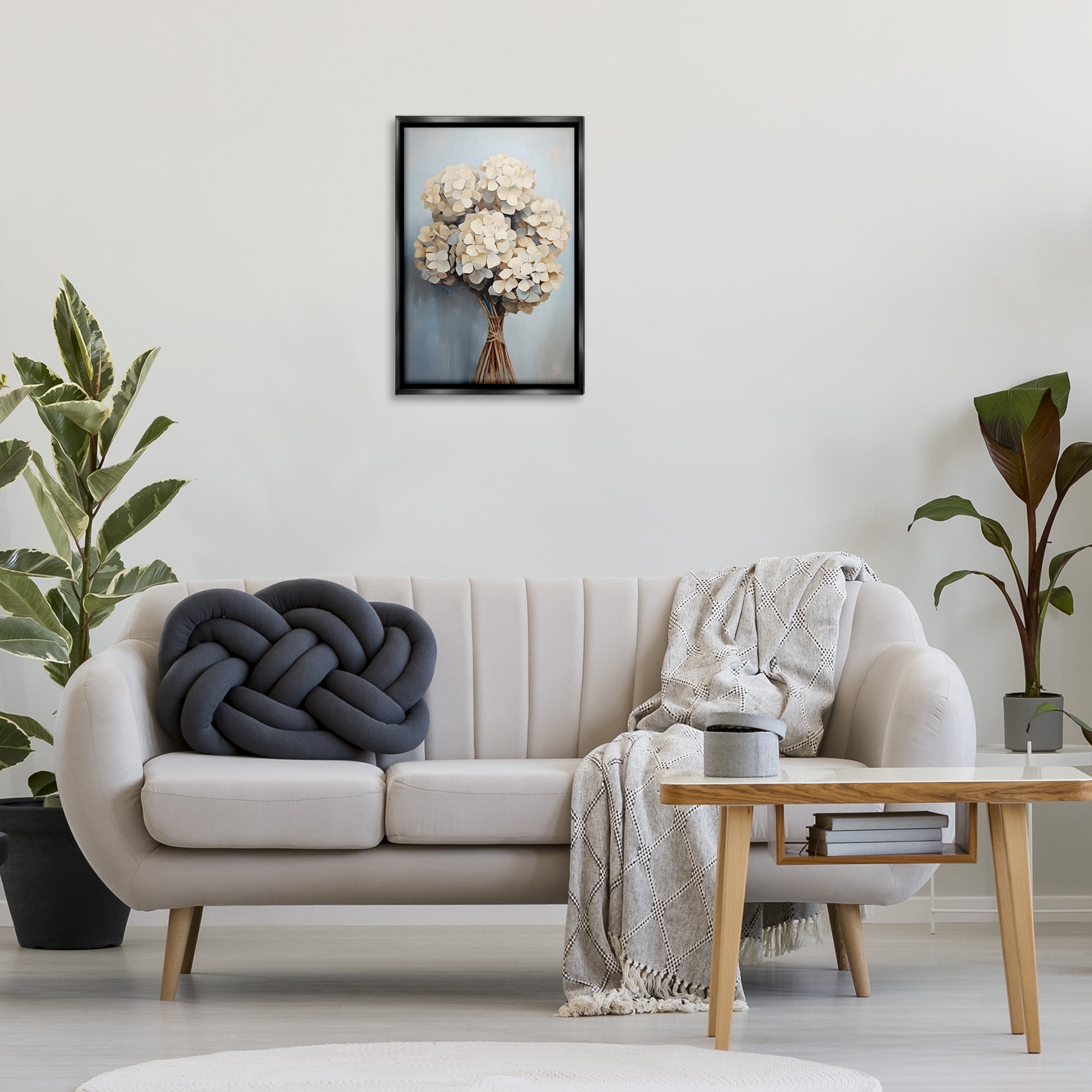Stupell Industries Bundle of Hydrangea Plants & Flowers Painting Black Floater Framed Canvas Art Print Wall Art, 17 x 25