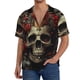 thumbnail image 1 of Balery Classical Rose Crown Skull Camisa Casual de Manga Corta con Botones para Hombre, Texturizada, Estilo Cubano, para Playa, Verano-Small, 1 of 5