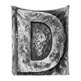 thumbnail image 1 of Letter D Soft Flannel Fleece Throw Blanket, Alphabet D Letter Reference to Someone's Name Symbolic Character Education Art, Cozy Plush for Indoor and Outdoor Use, 50" x 70", Black Grey, by Ambesonne, 1 of 6