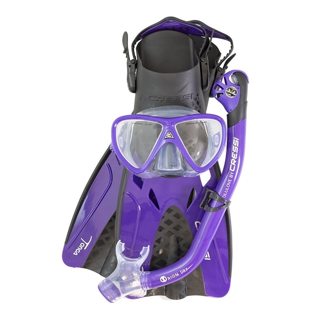 Set Adulto Máscara, Tubo & Aletas CRESSI Tonga Pro Dry Morado L/XL | 27/30 MX