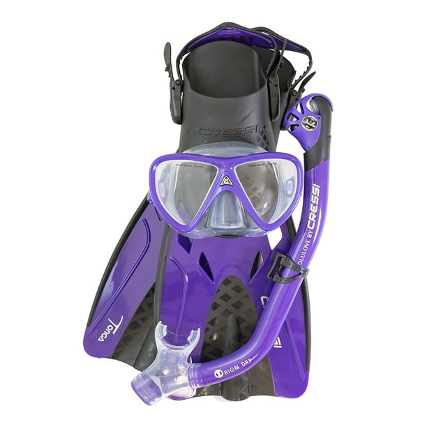 Set Adulto Máscara, Tubo & Aletas CRESSI Tonga Pro Dry Morado S/M | 24/27 MX