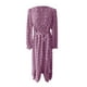 thumbnail image 4 of Vestido largo boho con cuello en V y manga larga para mujer - Aterciopelado con abertura, poliéster, vestido de cóctel para bodas y fiestas, 4 of 4