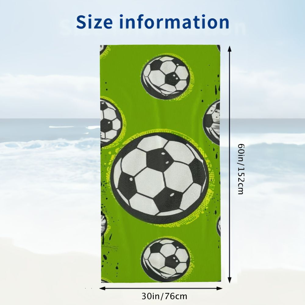 PHYHOO Soccer Beach Towel Oversized Microfiber Sand Free Beach Towel Quick Dry, Football Lightweight Pool Towels for Adults Travel Towel for Gym Yoga Camp Swim 30x60in