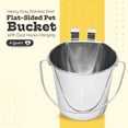 thumbnail image 3 of 4 Quart Stainless Steel Flat Sided Bucket with Dual Hooks | 1 gal Durable Food & Water Bowl for XL Dogs, Cats, Goat & Livestock | Fits kennel Cage Critter Crate | Hanging Utility Pet Pail, 3 of 9