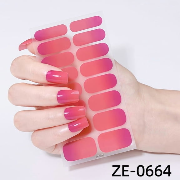 Buy 2 Get 1 Free! Pink Gradient Gloss Nail Stickers, Ombre Full Cover Self Adhesive Nail Wraps with Nail File, Long Lasting Cute Gradient Manicure Strips for Daily Dating