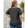 thumbnail image 3 of FlorCurve Plus Size Blouses for Women Short Double Ruffle Sleeve V-Neck Tunic Tops Eyelet Casual Shirts, Black XL, 3 of 8