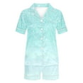 thumbnail image 3 of vdgthytj Womens 2 Piece Pajama Set Printed Short Sleeve Button down Shirts and Shorts Set Sleepwear Pjs, 3 of 7