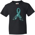 thumbnail image 3 of Inktastic Ovarian Cancer Awareness Teal Ribbon Made of Hearts Youth T-Shirt, 3 of 5