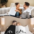thumbnail image 3 of AISENIN Mr and Mrs Black and White Stitching Blanket Honeymoon Just Married Blanket Bride and Groom Gift Wedding Blanket for Couples Summer Air Conditioning Room Christmas Valentine's Day Gift, 3 of 5