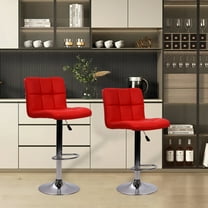 YRLLENSDAN Swivel Adjustable Height Bar Stools, Red (Set of 2)