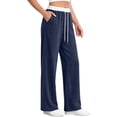 thumbnail image 5 of PInxai Sweatpants for Women Drawstring Elastic Waisted Loose Casual Workout Pants Comfy Trousers with Pockets,Navy,XS, 5 of 6