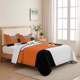 thumbnail image 5 of Twin Quilt Set 68''x86'', Burnt Orange Black Grey Lightweight Bedspread Coverlet Set with 2 Pillow Shams, Modern Irregular Geometric Abstract Breathable All Season Quilt Bedding for Dorm/Bedroom, 5 of 9
