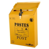 STOBOK 1Pc Rustic Style Lockable Post Box Wall Mount Iron Mailbox Yellow Color