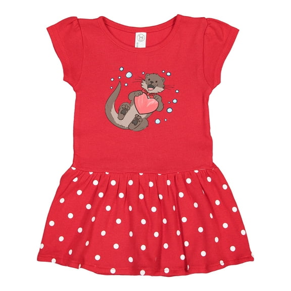 Inktastic Cute Smiling Valentine's Day Otter with Heart Gift Baby Girl Dress