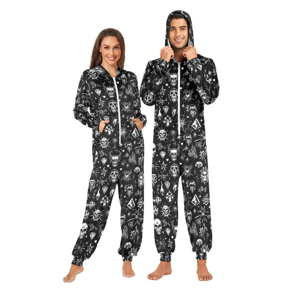 joogoo Tattoo Skeletons-a1 Unisex Adults Onesies Pajamas Jumpsuits L