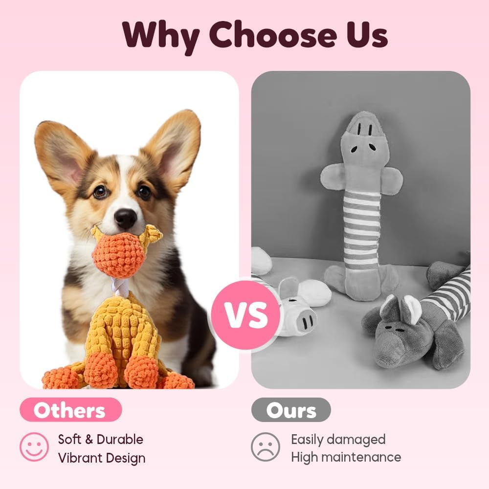 2026 New Dog Toys, Indestructible Plush Dog Toy for Aggressive Chewers, Interactive Squeaky Soft Puppy Chew Toy, Durable Teething Toys for Small Medium Large Dogs