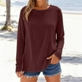 thumbnail image 2 of Mashaouyo 2025 New Women's Cotton Top Round Neck Long Sleeve T Shirt Womens Tops, 2 of 5