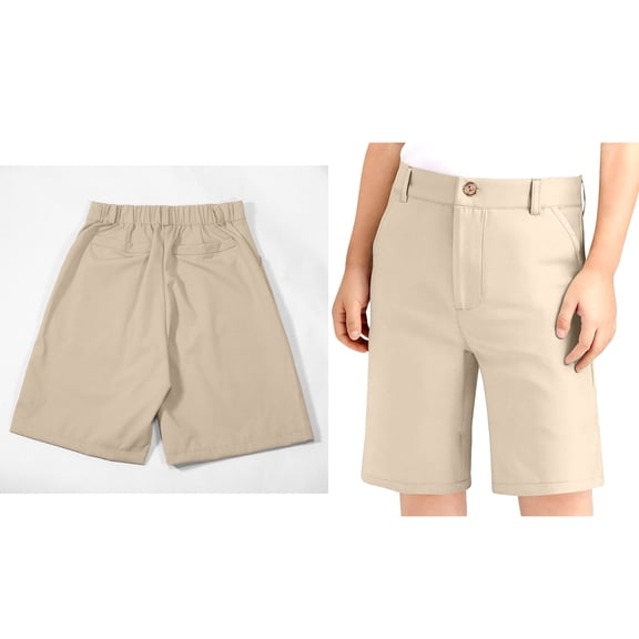 School Uniform for Boys Flat Front Stretch Shorts Khaki Pants Boys Back To School Chino Shorts 9-10 Years