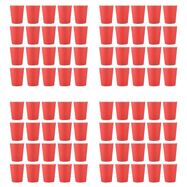 80 Vasos de Papel (9 Oz) - Vajilla de Fiesta de CumpleañOs de Colores Lisos Lisos Catering (Rojo)