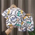 thumbnail image 2 of Ensemble de Pyjama à Manches Courtes pour Enfants, Pyjama Deux Pièces en Coton avec Imprimé d'Ours, Haut à Col Rond et Short, Tenue d'Intérieur Printemps Été, 2 of 5