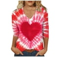 thumbnail image 2 of Fartey Valentine's Day Shirts for Women Trendy Funny Love Heart Graphic T-Shirts Loose Casual 3/4 Sleeve V Neck Tunic Tops Valentine Day Printing Gifts Blouses Pink S-3XL, 2 of 5