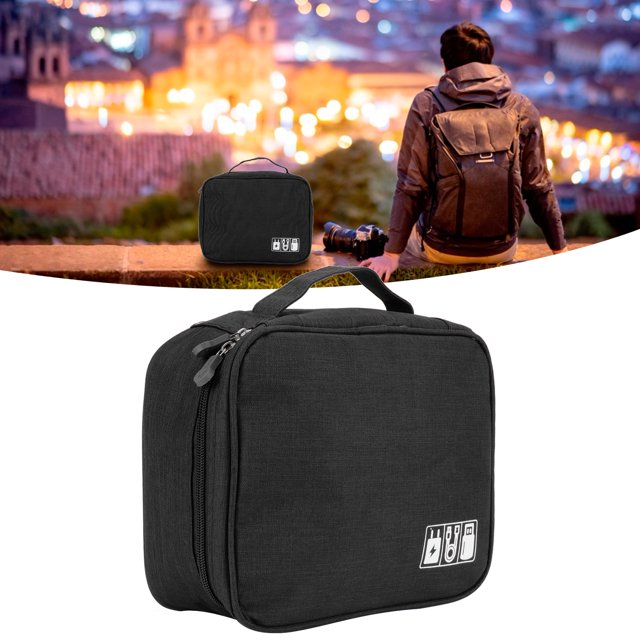 Bolsa de almacenamiento multifunción Bolsillos de malla electrónica Accesorios Cable Cable Bolsa de almacenamiento electrónico USB Compartimento ajustable Organizador de unidad ANGGREK Otros