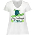 thumbnail image 3 of Inktastic Fort Lauderdale, Florida Happy Sea Turtle Women's Plus Size V-Neck T-Shirt, 3 of 5