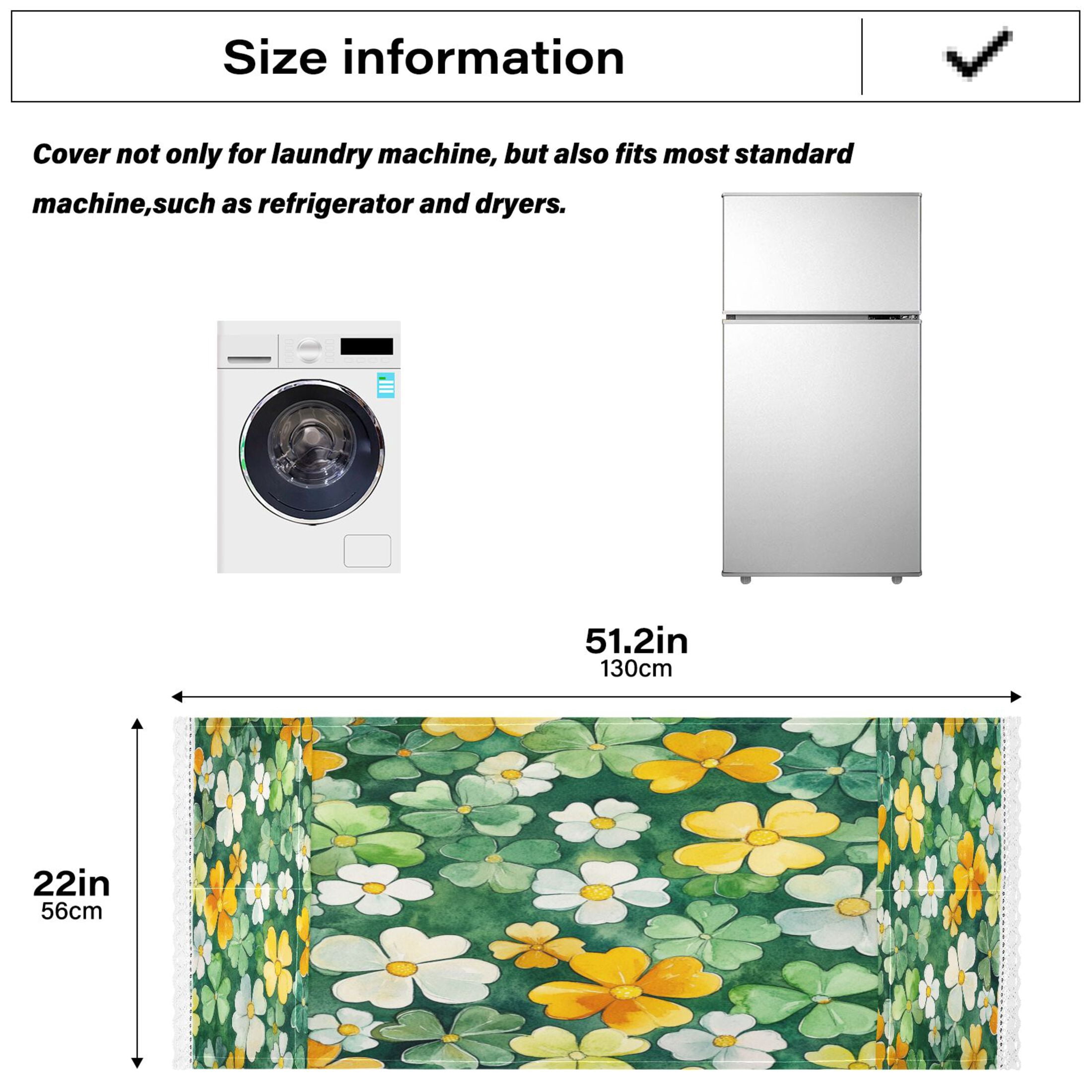 Green and Yellow BlossomsWasher and Dryer Covers Dust-Proof and Oil Resistant Fridge Cover with 4 Storage Pockets Washing Machine Top Cover for Laundry Kitchen Home 51.2 x 22 In