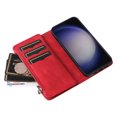 thumbnail image 4 of Allytechgroup Wallet Case for Samsung Galaxy S25+ Plus, with Zipper Pocket Multiple Cards Slots Flip Stand Shockproof Premium PU Leather Hand Wrist Phone Cover for Samsung Galaxy S25+, Red, 4 of 12
