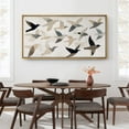 thumbnail image 4 of Large Framed Canvas Print Abstract Birds Group Wall Art Decorative Ready to Hang Painting for Living room Bedroom - 60"x30" Natural Frame, 4 of 7