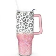 thumbnail image 2 of Pink Sequin Gradient Leopard Print 40 Oz Tumbler with Handle Lid and Straw, Stainless Steel Double Walled Vacuum Insulated Cup, Cute Birthday Gifts Tumbler for Women Men Friends, 2 of 7