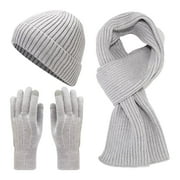 Outfmvch Scarf For Women Scarf Men'S And Women'S Hats Scarves Gloves Cold Set Thickened Warm Knitted Three Piece Set Scarf For Men Gray 1 One Size