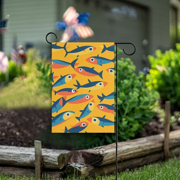 Yayeee Garden Flag 12" x 18" Double Sided Outdoor Yard Lawn Holiday Decorations, Yellow Sardines Pattern