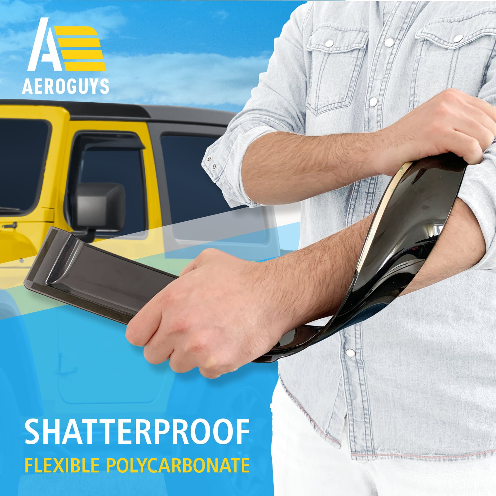 AEROGUYS In-Channel Window Deflectors Extra Durable Window Visors Rain Guards Fit for Jeep Wrangler 2018-2026 JL/Jeep Gladiator 2020-2026, Sun Visors, Wind Vent Visors, Truck Accessories- 2pcs AG0136