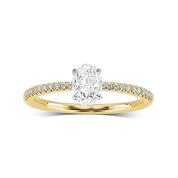2-5/8 Carat T.W. Oval Swarovski Sterling Silver Yellow Plated Solitaire Engagement Ring.