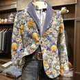 thumbnail image 2 of Dwelliawo Easter Mens Corduroy Blazer Slim Fit Graphic Printed Wear Corduroy Suit Jackets Long Sleeve Sport Coats Single Breasted Notched Lape Formal Blazer Formal Business Mens Blazer Khaki XL, 2 of 5