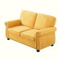 thumbnail image 3 of Mustard Yellow Velvet 2 Seater Couch With High Foam, Solid Wood Legs, Loose Back Cushions For Apartment Decor In Yellow, Office Use, 3 of 4