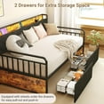 thumbnail image 5 of LIZEVINC Twin Daybed with Drawers,Sturdy Metal Twin Bed Frame with Upholstered Headboard and Charging Station for Living Room, Bedroom and Guest Room, 5 of 8