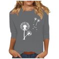 thumbnail image 1 of Plebaso Hauts pour Femmes Manches 3/4 Chemises Imprimées Décontractées Tuniques Col Rond Blouses pour Femmes, 1 of 4