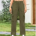 thumbnail image 5 of Annhoo Cargo Pants for Women Casual High Waisted Straight Leg Trousers Loose Solid Colr Pants with Multi Pockets, 5 of 6