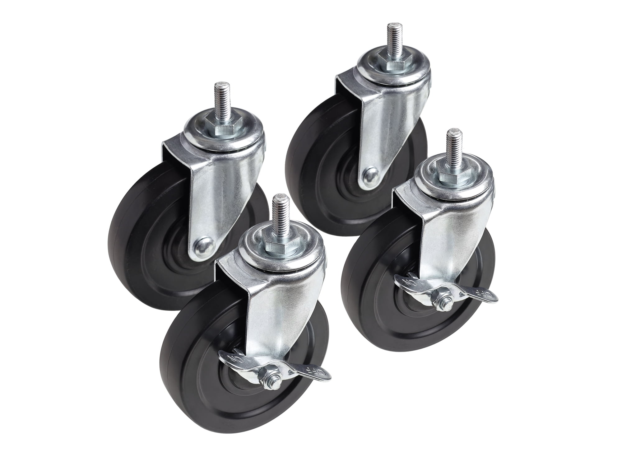 StorageMax Casters for Wire Shelving 600 lbs Weight Capacity 5 Locking Swivel Set of 4 Industrial Grade