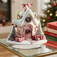 thumbnail image 5 of yulier Christmas House Table Centerpieces, Xmas Gifts, 2D Acrylic Christmas Tree House Table Ornaments with Base, Indoor Home Office Christmas Decorations for Mantel, Shelf, Tabletop, 5 of 6