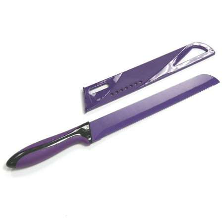 Chef Craft 8 In. Bread Knife with Sheath, Purple (Best Metal For Kitchen Knives)