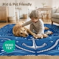 thumbnail image 4 of ODIKA 3'x5' Washable Accent Rug Pet Friendly, Non-Shedding Mat Nautical Border Ocean Wave Motif Scattered Symmetrical Animals Turtle Refined for Bedside, Nursery Room, 4 of 7