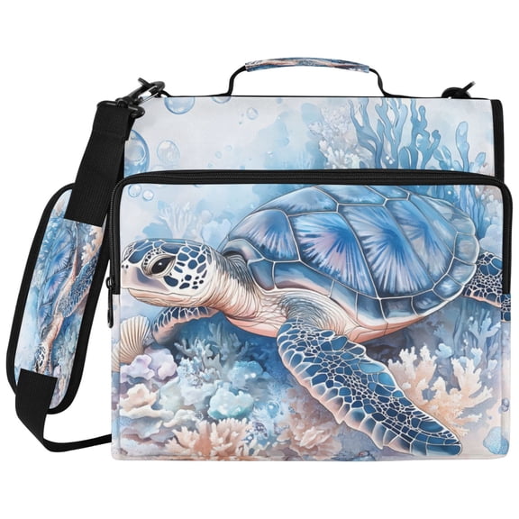 ALAZA Zipper Binder Turtle Swimming Pattern 2 inch 3 Ring 500 Sheet Capacity Trapper Keeper File Folder Organizer Bag