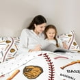 thumbnail image 4 of Homewish Boys Baseball Game 7-Piece Twin Bedding Sets,Ball Sport Lovers Bedding Comforter Set,Brown White Sheet Sets For Girls Kids,Super Cozy Room Decor Reversible, 4 of 8