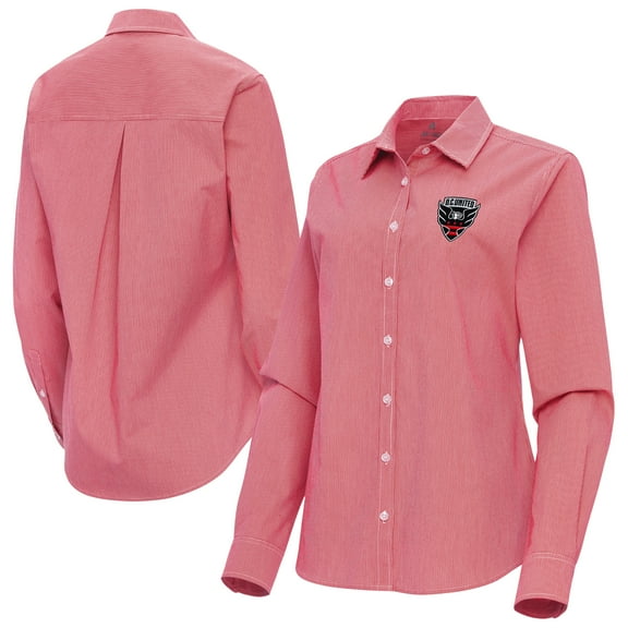 Women's Antigua Red D.C. United Porter Woven Tri-Blend Long Sleeve Button-Up Shirt