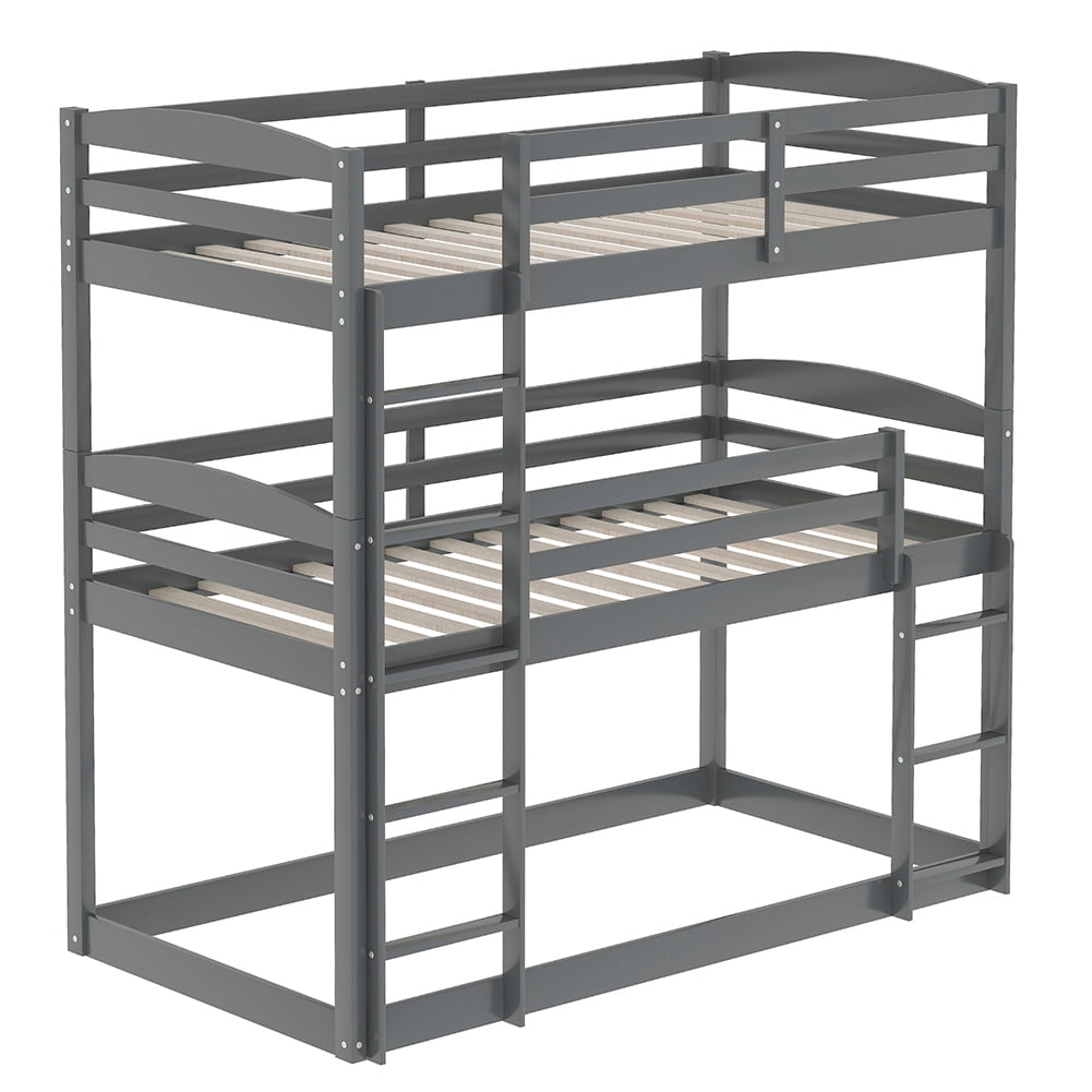 Kadyn Bunk Beds for Kids, Solid Wood Twin Triple Bunk Beds / Loft Bed for Kids/Adults, No Box Spring Needed-Gray Kadyn Bunk Beds for Kids, Solid Wood Twin Triple Bunk Beds / Loft Bed for Kids/Adults, No Box Spring Needed-Gray