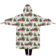 thumbnail image 2 of Oversized Wearable Blanket Hoodie,White Christmas Red Truck and Tree Pattern Sherpa Blanket Hoodie with Super Pockets,Super Warm Fuzzy Pullover for Women & Men, 2 of 6